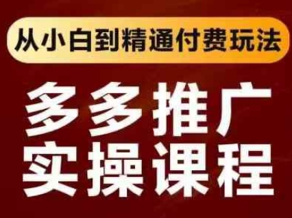 拼多多推广实操课程，从小白到精通付费玩法-极速网创