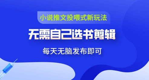 小说推文视频投喂新玩法：无需自己选书剪辑，领取视频发布即可，可批量操作-极速网创