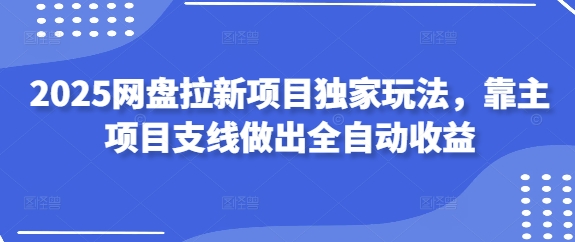 2025网盘拉新项目独家玩法，靠主项目支线做出全自动收益-极速网创