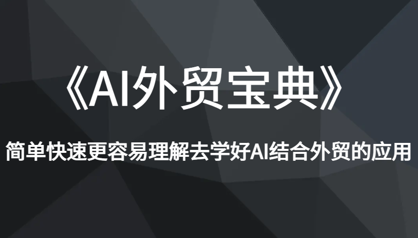 《AI外贸宝典》简单快速更容易理解去学好AI结合外贸的应用-极速网创
