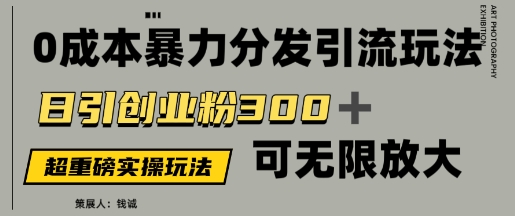 价值5980的0成本暴力引流玩法，日引创业粉300+，可无限放大-极速网创