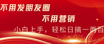 不用发朋友，不用销售，不用频繁加好友，每天15分钟，日入一两百-极速网创