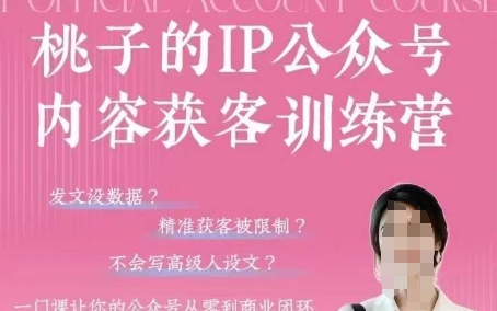 桃子IP公众号内容获客训练营(第3期)，一门让你公众号从0到商业闭环的课程-极速网创
