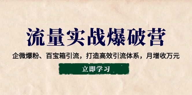 流量实战爆破营：企微爆粉、百宝箱引流，打造高效引流体系，月增收万元-极速网创
