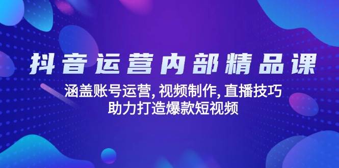 抖音运营内部精品课：涵盖账号运营, 视频制作, 直播技巧, 助力打造爆款短视频-极速网创