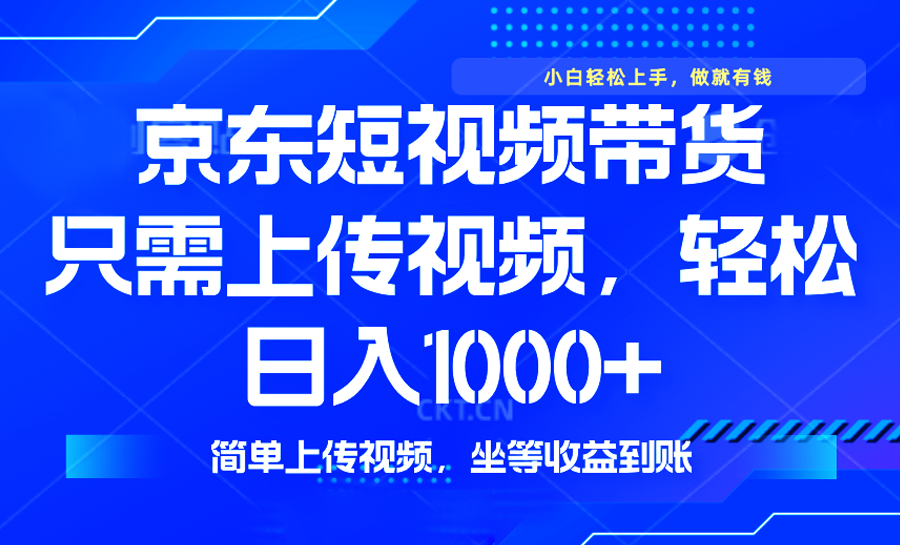 （14156期）最新风口，京东短视频带货，只需上传视频，轻松日入1000+，无需剪辑，…-极速网创