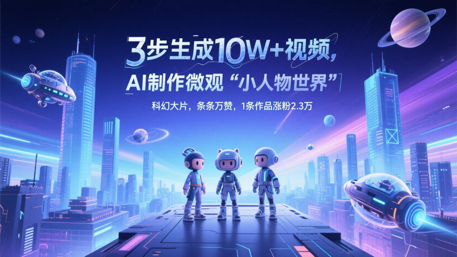 三步生成10W+视频，AI制作微观“小人物世界”科幻大片，条条万赞，1条作品涨粉2.3万-极速网创