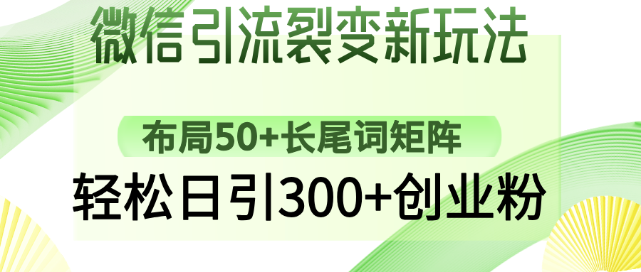 （14451期）微信引流裂变新玩法：布局50+长尾词矩阵，轻松日引300+创业粉-极速网创