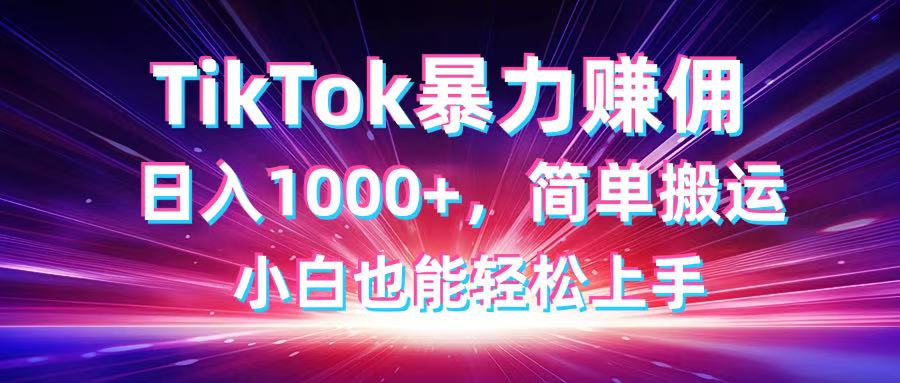 （14402期）TikTok搬运暴力赚佣，日入1000+，简单搬运，小白也能轻松上手-极速网创