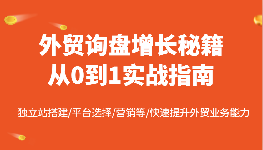 外贸询盘增长秘籍从0到1实战指南，独立站搭建/平台选择/营销等/快速提升外贸业务能力-极速网创