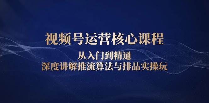 视频号运营核心课程，从入门到精通，深度讲解推流算法与排品实操玩-极速网创