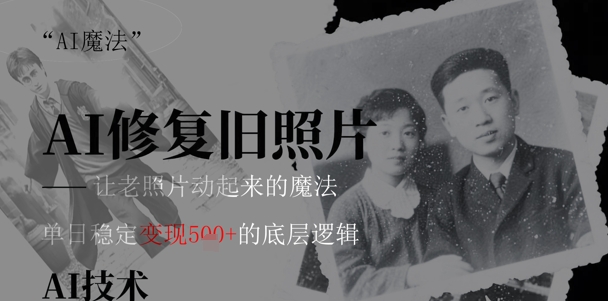 AI 魔法：让泛黄旧照变成朋友圈爆款视频，私域转化率提升50%，单日变现5张-极速网创