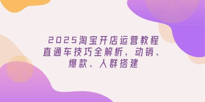 2025淘宝开店运营教程更新，直通车技巧全解析，动销、爆款、人群搭建-极速网创