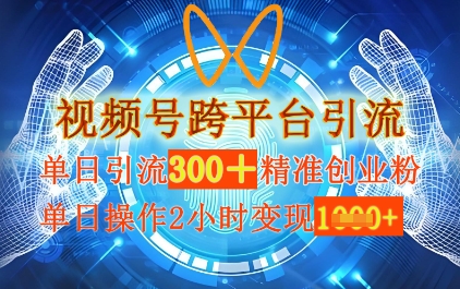 视频号跨平台引流，单日操作2小时，单日引流300+精准创业粉，单日变现数张-极速网创