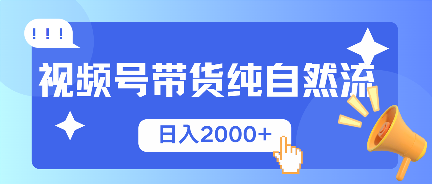 （13998期）视频号带货，纯自然流，起号简单，爆率高轻松日入2000+-极速网创