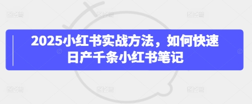 2025小红书实战方法，如何快速日产千条小红书笔记-极速网创