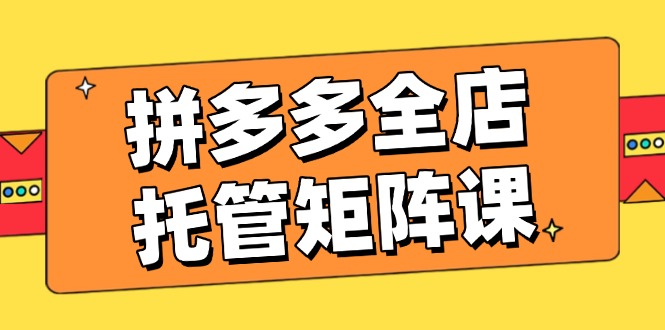 （14328期）拼多多全店托管矩阵课，盈利动销玩法，高效计划设置，提升店铺效益-极速网创