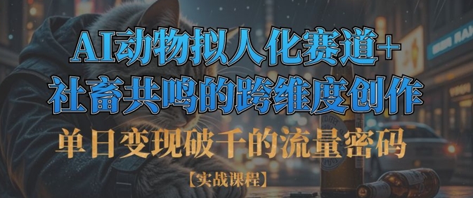 单日变现破千的流量密码，AI动物拟人化赛道+社畜共鸣的跨维度创作-极速网创