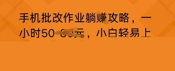 手机批改作业攻略，一小时50，小白轻易上手，稳定长期简单有效-极速网创