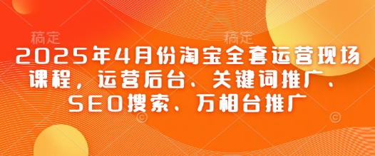 2025年4月份淘宝全套运营现场课程，运营后台、关键词推广、SEO搜索、万相台推广-极速网创