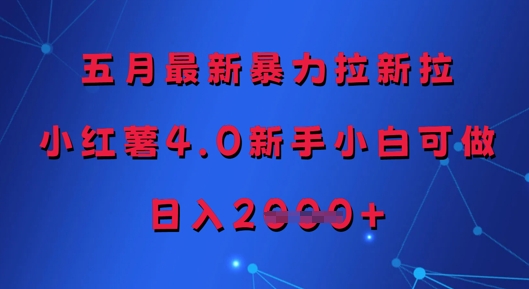 五月最新暴力拉新拉，小红薯4.0新手小白可做，日入多张-极速网创