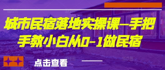 城市民宿落地实操课—手把手教小白从0-1做民宿-极速网创