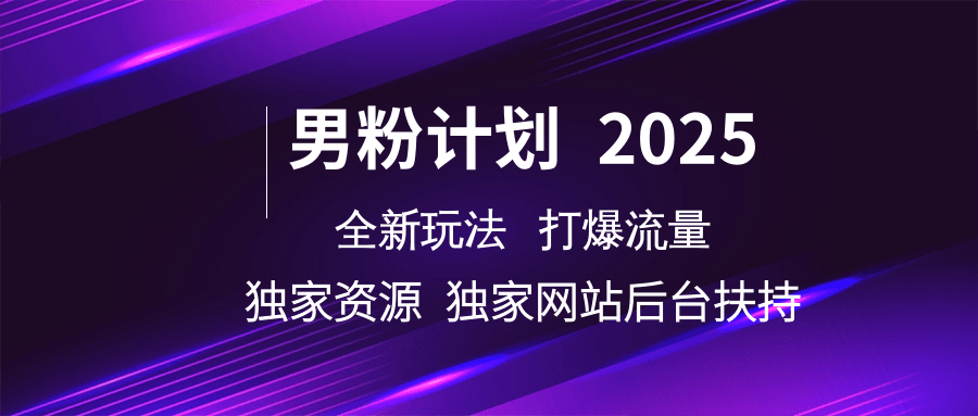 男粉计划2025  全新玩法打爆流量 独立网站 独立资源后台扶持-极速网创