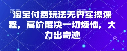 淘宝付费玩法无界实操课程，高价解决一切烦恼，大力出奇迹-极速网创