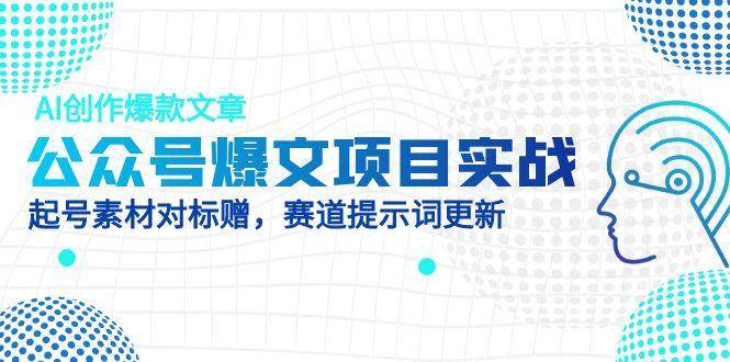 公众号爆文项目实战，AI创作爆款文章，起号素材对标赠（附赛道AI提示词）-极速网创