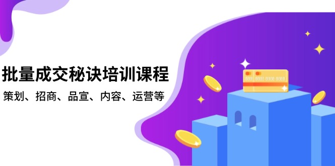 （13908期）批量成交秘诀培训课程，策划、招商、品宣、内容、运营等-极速网创