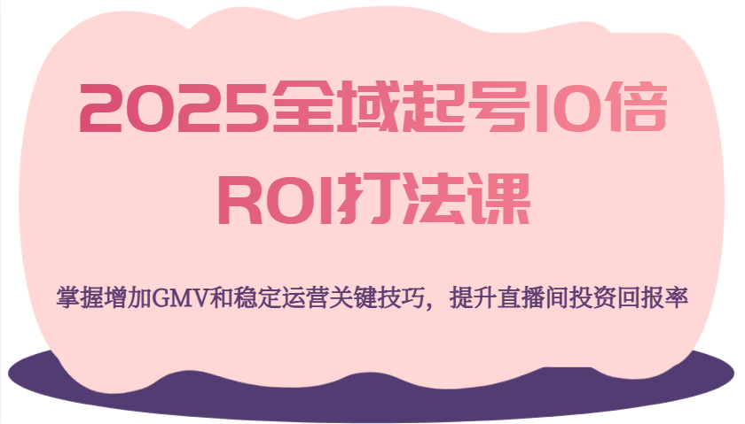 2025全域起号10倍ROI打法课，掌握增加GMV和稳定运营关键技巧，提升直播间投资回报率-极速网创