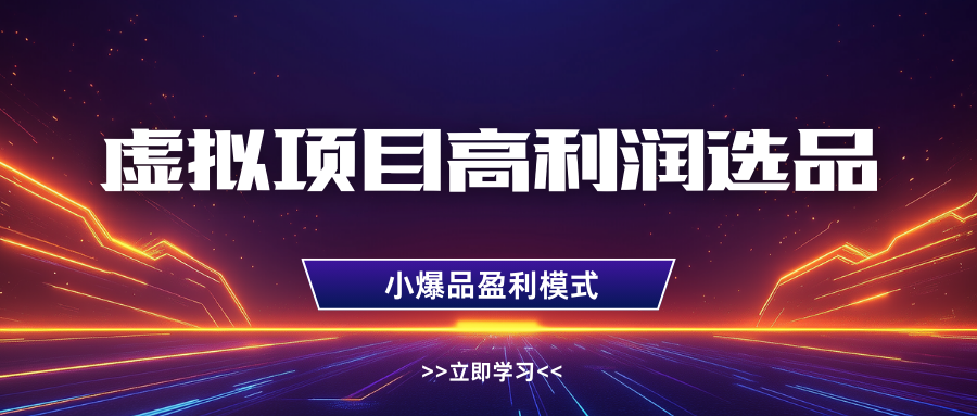 虚拟项目高利润选品方法，单店利润1W+，可多店倍增利润-极速网创