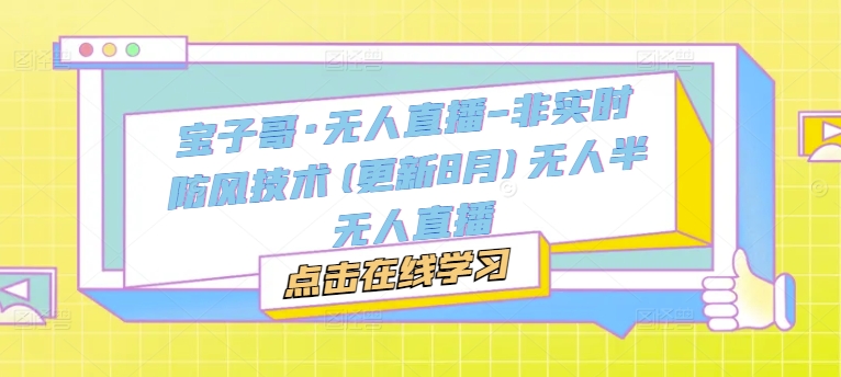 宝子哥·无人直播-非实时防风技术(更新25年5月)无人半无人直播-极速网创