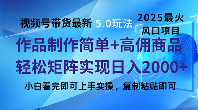 （14191期）视频号带货最新5.0玩法，作品制作简单，当天起号，复制粘贴，轻松矩阵…-极速网创