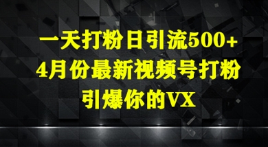 一天打粉日引流500+，4月份最新视频号打粉，引爆你的微信-极速网创