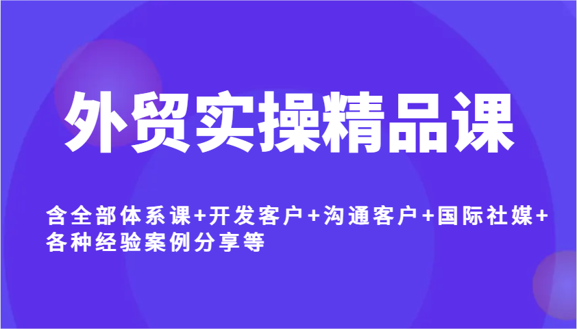 外贸实操精品课，含全部体系课+开发客户+沟通客户+国际社媒+各种经验案例分享等-极速网创