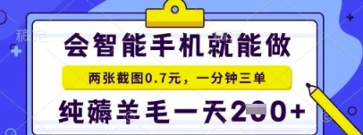 简单截图就能有收益，最适合小白做的副业，日入2张+轻轻松松-极速网创