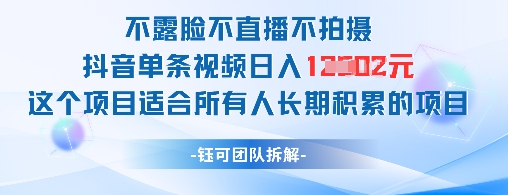 不露脸不直播不拍摄抖音单条视频日入1k+这个项目适合所有人长期积累的项目-极速网创