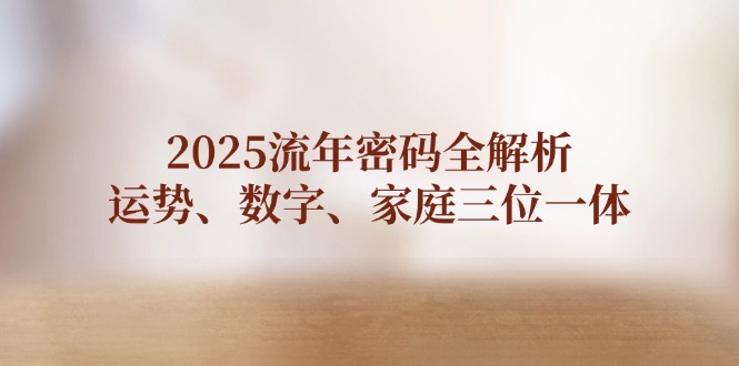 （14466期）2025流年密码全解析，运势、数字、家庭三位一体-极速网创