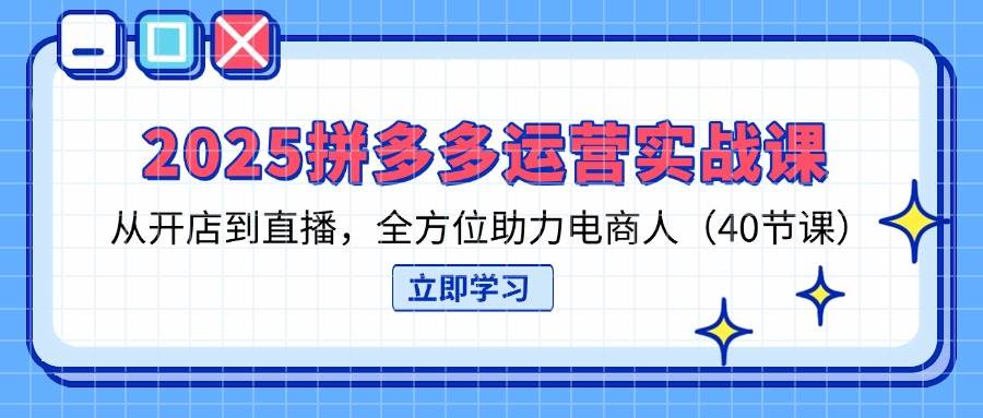 2025拼多多运营实战课，从开店到直播，全方位助力电商人（40节课）-极速网创