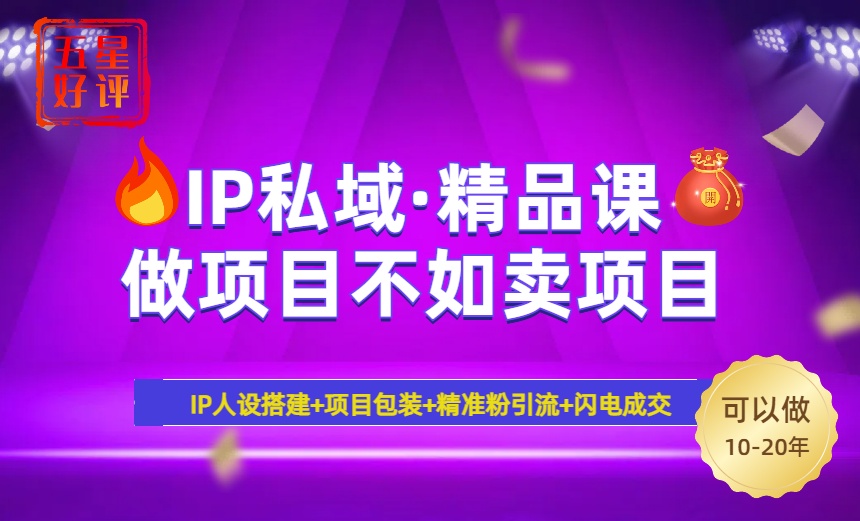 （14406期）2025年“IP私域·密训精品课”，日赚3000+小白避坑年赚百万，暴力引流…-极速网创