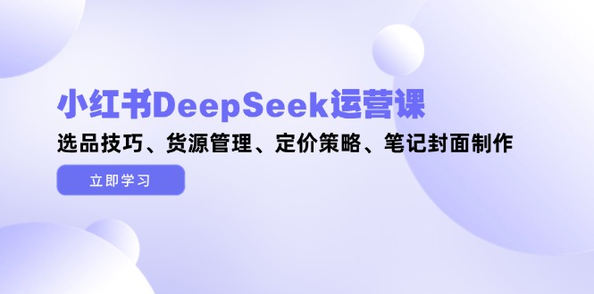 （14748期）小红书DeepSeek运营课，选品技巧、货源管理、定价策略、笔记封面制作-极速网创