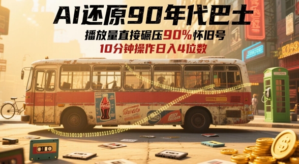 AI还原90年代巴士，一帧就让70后泪崩，播放量直接碾压90%怀旧号，每天操作十分钟，日入四位数-极速网创