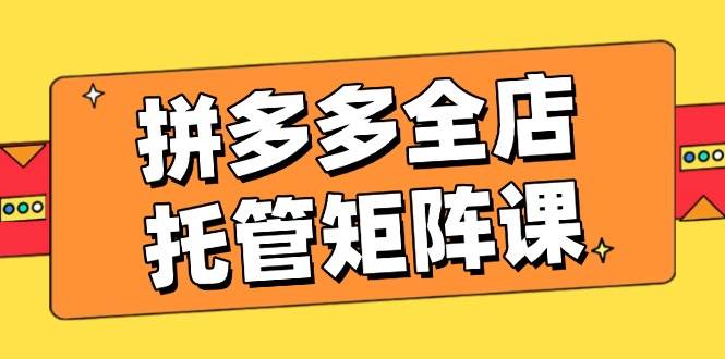 拼多多全店托管矩阵课，盈利动销玩法，高效计划设置，提升店铺效益-极速网创