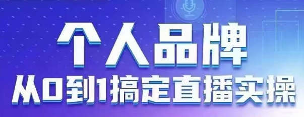 个人品牌：从0到1搞定直播实操，用直播为你的个人品牌赋能，六大实操板块，放大个人影响力-极速网创