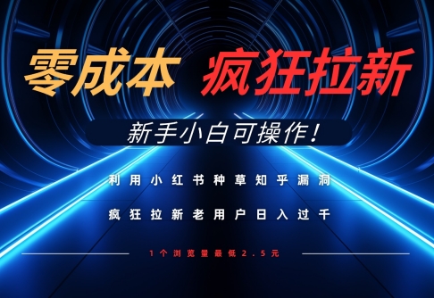 利用小红书种草知乎漏洞，零成本疯狂拉新日入数张，新手小白可操作-极速网创