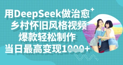 用DeepSeek做治愈乡村怀旧风格视频，爆款轻松制作，当日最高变现多张-极速网创
