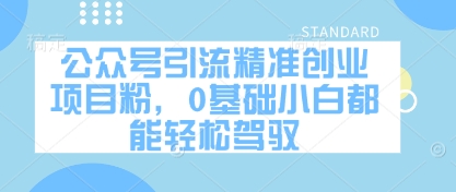 公众号引流精准创业项目粉，0基础小白都能轻松驾驭-极速网创