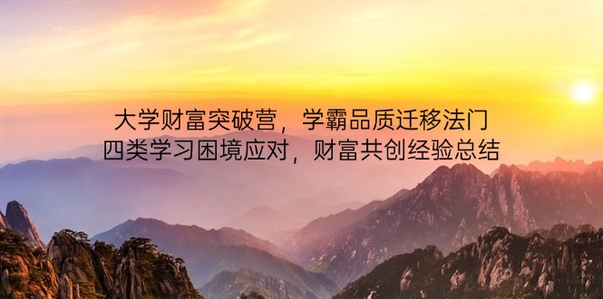 （14484期）大学财富突破营，学霸品质迁移法门，四类学习困境应对，财富共创经验总结-极速网创