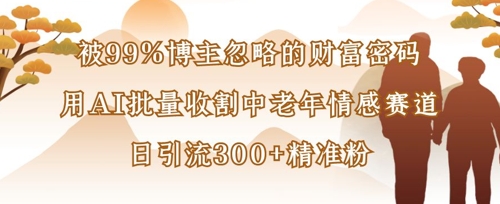 被99%博主忽略的财富密码：用AI批量收割中老年情感赛道，日引流300+精准粉-极速网创